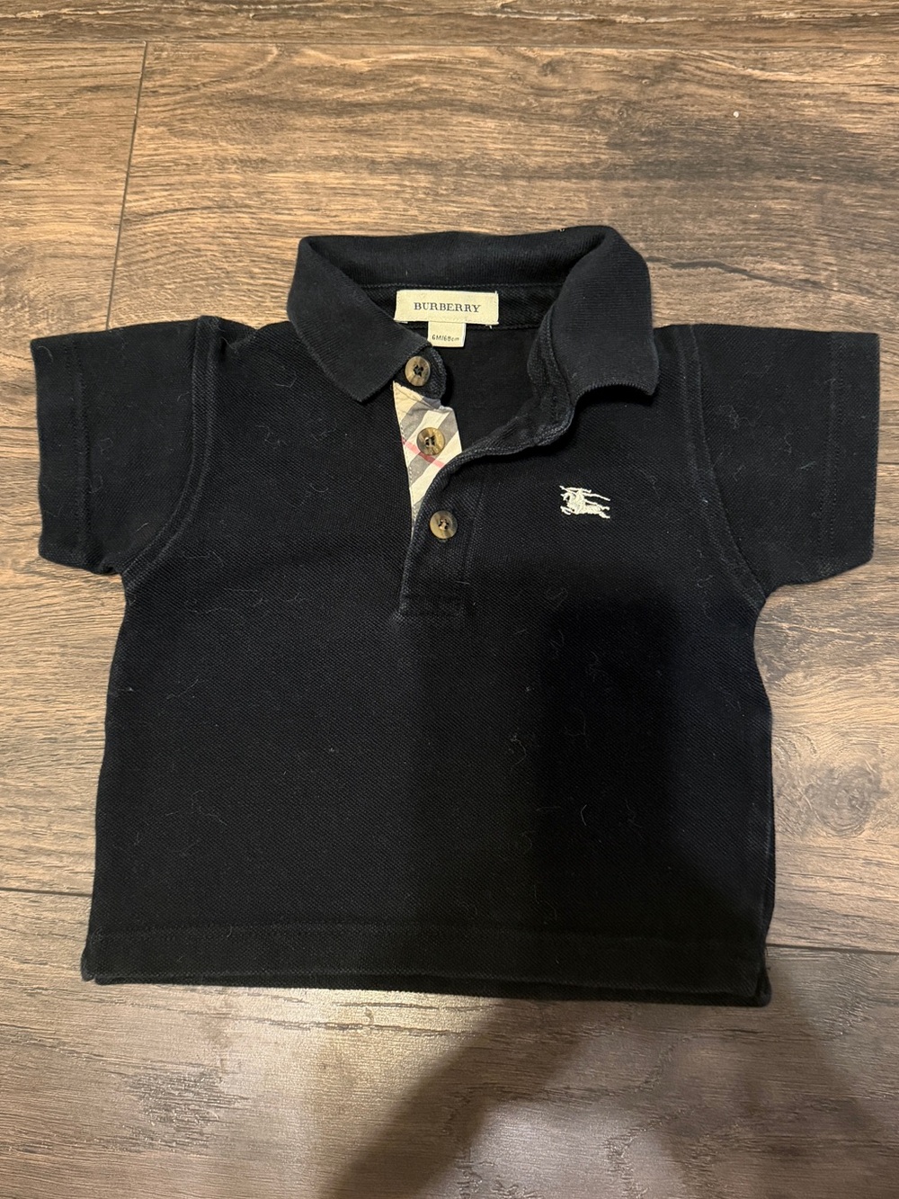 Burberry Black Polo with Signature Check Placket for Kids